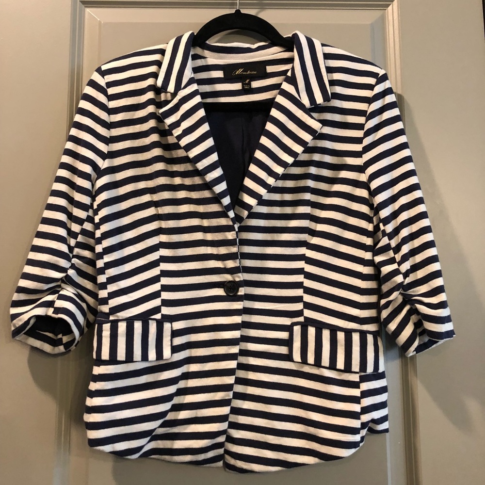 Monteau | Navy Blue Striped Blazer